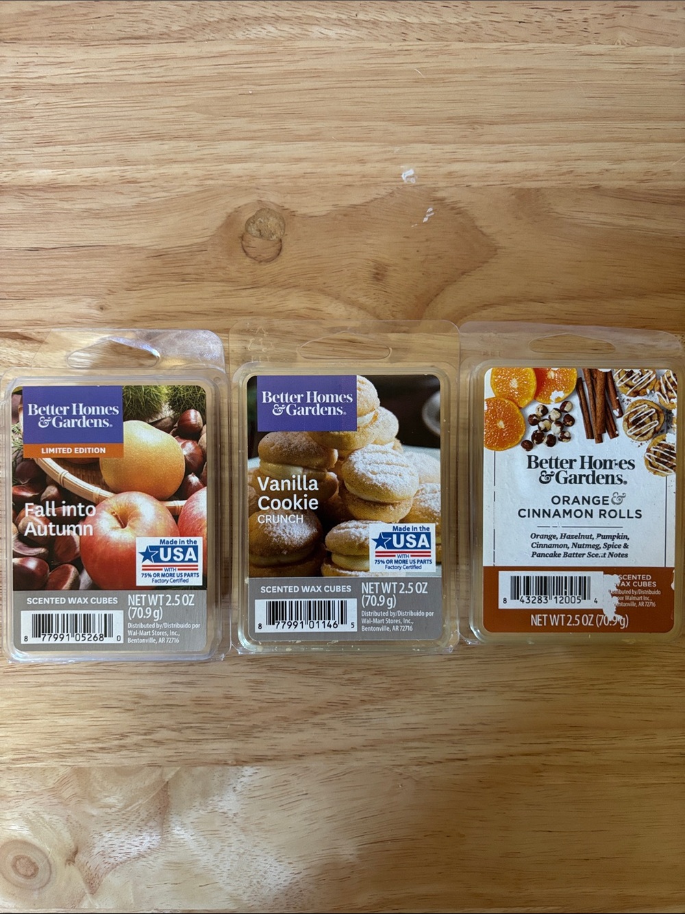 Lot of 3 Better Homes & Gardens Autumn Scented Wax Cubes
